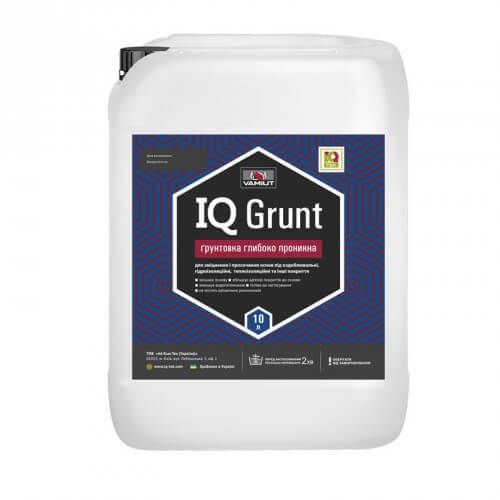 Грунтовка IQ Grunt 10л, глибокого проникнення для зміцнення і просочення підстав